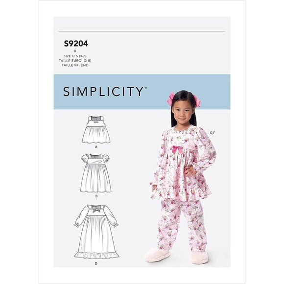 Simplicity Sewing Pattern 9204 10699 Girls Pajamas Nightclothes Size 3-8 - Picture 1 of 2